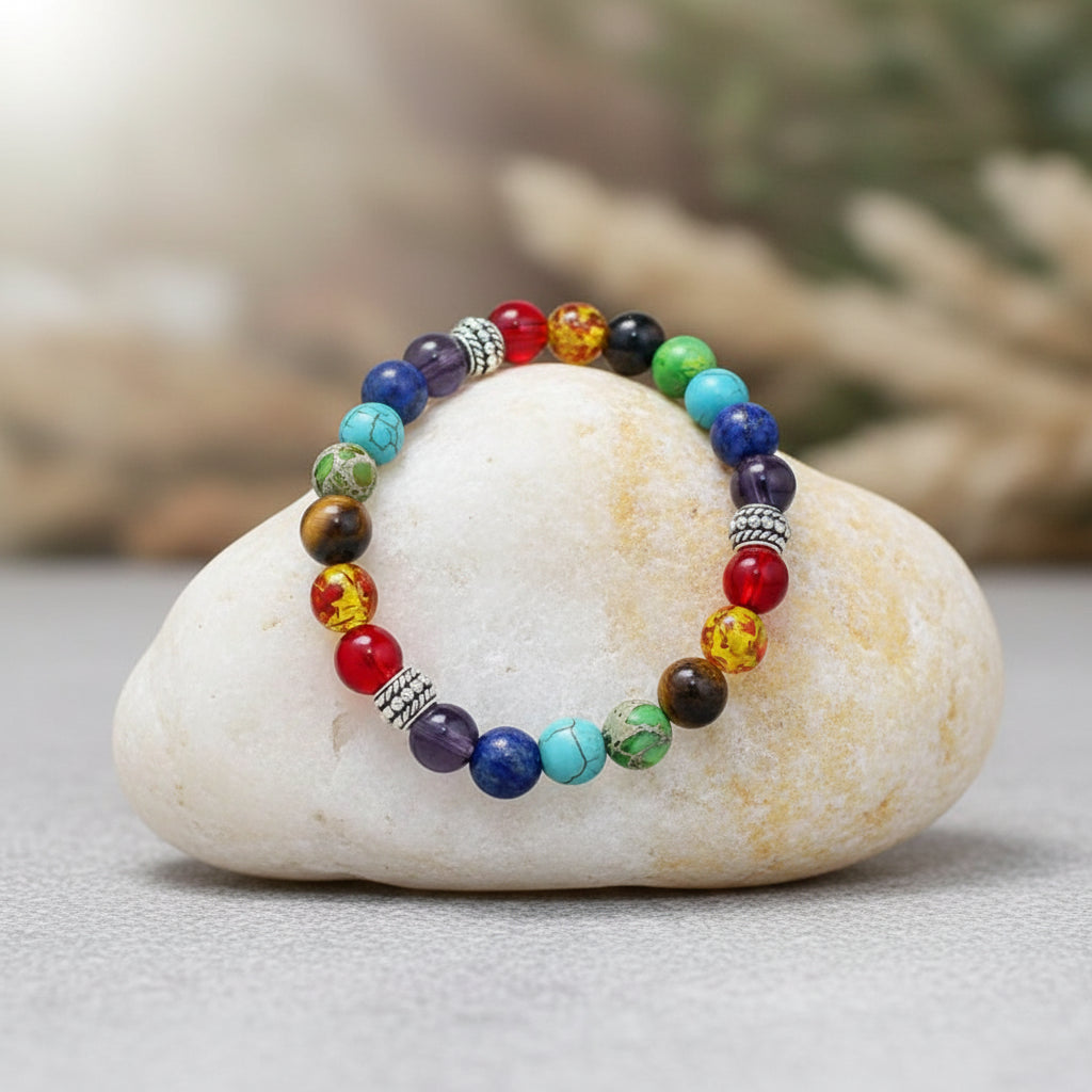 Bracelet 7 Chakras En Pierres Naturelles - Équilibre énergétique Et Style Spirituel