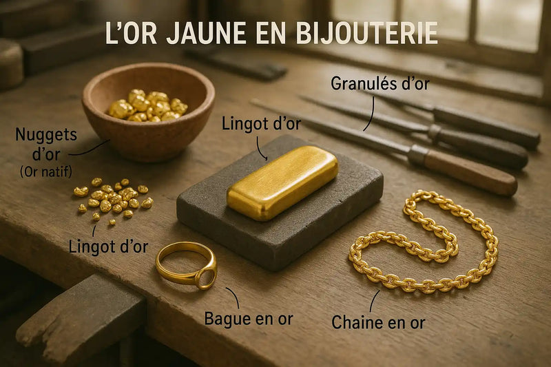 or jaune en bijouterie