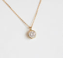 Round White Diamond Bezel Necklace