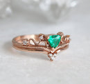 Vintage 14k or 18k gold ring with Trillion Emerald and White Diamond accents.