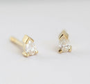Pear-cut white diamond stud earrings