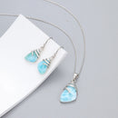 Boucle d'oreille pendante larimar des caraibe