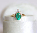 Oval Emerald Ring with 1.2ct Emerald & Diamonds, May Birthstone. Top Quality.