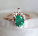 Oval Emerald Ring with Diamonds, showcasing 1.2ct Emerald and sparkling Diamonds. Birthstone-perfect for May.