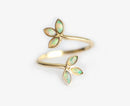 Marquise-cut red ruby open floral ring