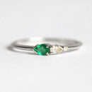 Pear Emerald Diamond Ring