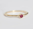 Simple Round Ruby Solitaire Gold Ring