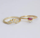 Marquise Cut Ruby Bridal Set with Marquise Cut and Round White Diamonds