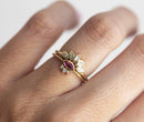 Marquise Cut Ruby Bridal Set with Marquise Cut and Round White Diamonds