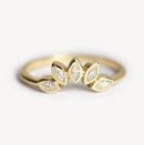 Marquise Cut and Round White Diamonds Flower Ring