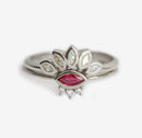 Marquise Cut Ruby Bridal Set with Marquise Cut and Round White Diamonds