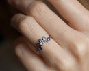 Marquise-cut ruby floral crown wedding band
