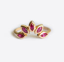Marquise-cut ruby floral crown wedding band