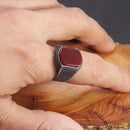 Bague argent avec pierre pour homme