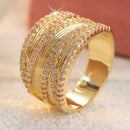 Bague large dorée zirconium