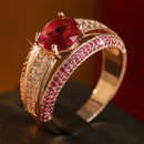 Bague femme dorée rouge