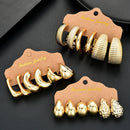 Grosses boucles d'oreilles dorées (18 pièces)