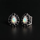 Boucle d'oreille opale noire femme