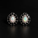 Boucle d'oreille opale noire femme