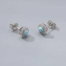 Boucle d'oreille larimar ronde