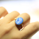 Bague camée bleu