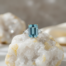 Bague or blanc et aigue marine