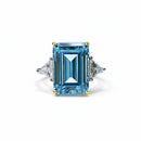 Bague or blanc et aigue marine