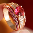 Bague femme dorée rouge