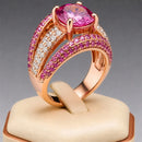 Bague femme dorée rouge