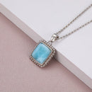 Pendentif argent larimar carré