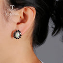 Boucle d'oreille opale noire femme