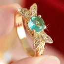 Bague dorée pierre verte