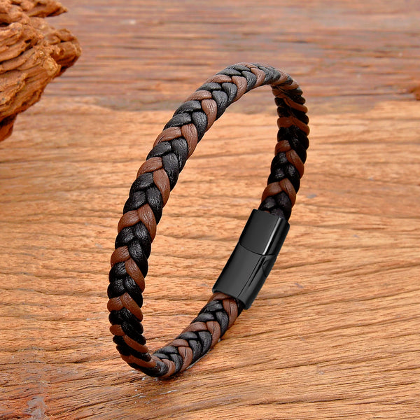 Bracelet cuir tressé