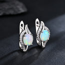 Boucle d'oreille opale bleue