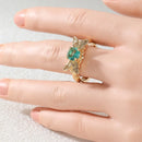 Bague dorée pierre verte