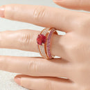 Bague femme dorée rouge