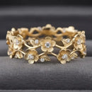 Bague doré couronne fleur