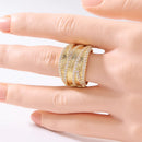 Bague large dorée zirconium