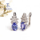 Boucle d'oreille argent tanzanite