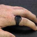 Bague argent avec pierre pour homme