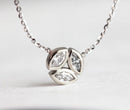 Solid gold necklace with three marquise-cut white diamonds