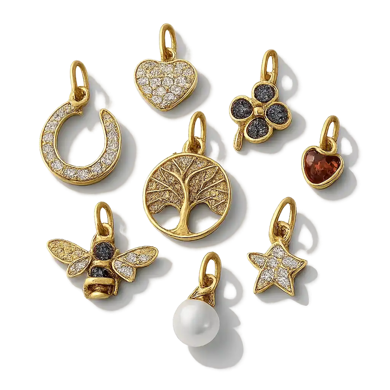 Charms pour bijoux en métal, pierre et émail