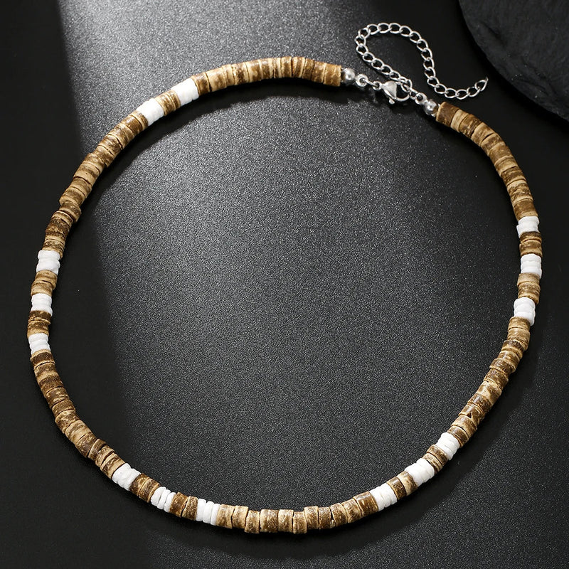 Collier En Cuir Homme Surfer - Chaîne Étain Réglable - Fait Main En Allemagne - Neuf Sous Emballage