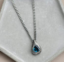 Collier topaze bleue homme argent