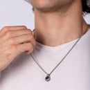 Collier topaze bleue homme argent