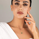 Pendentif emeraude or blanc