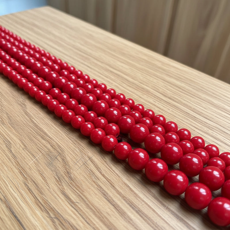 Perles De Corail Rouge Naturel - Brin 8 Pouces - 206,35 Carats - Qualité Excellente